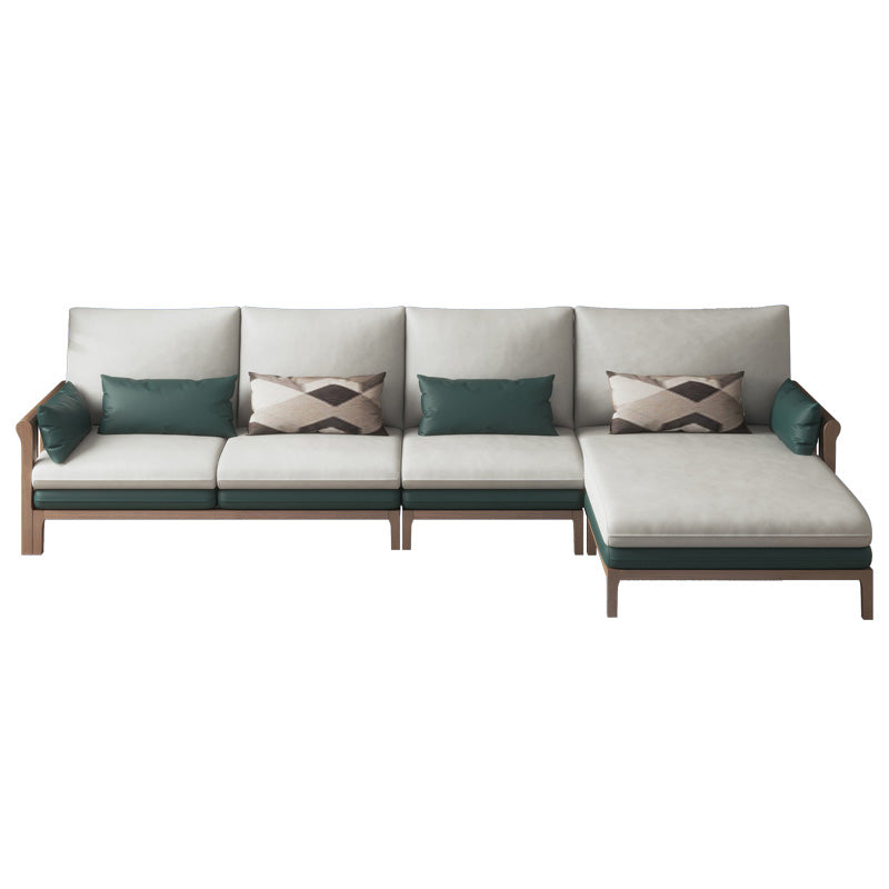 Sofá y chaise del cojín de brazo cuadrado de lino estacionado contemporáneo