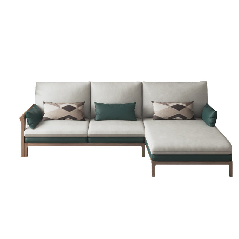 Sofá y chaise del cojín de brazo cuadrado de lino estacionado contemporáneo