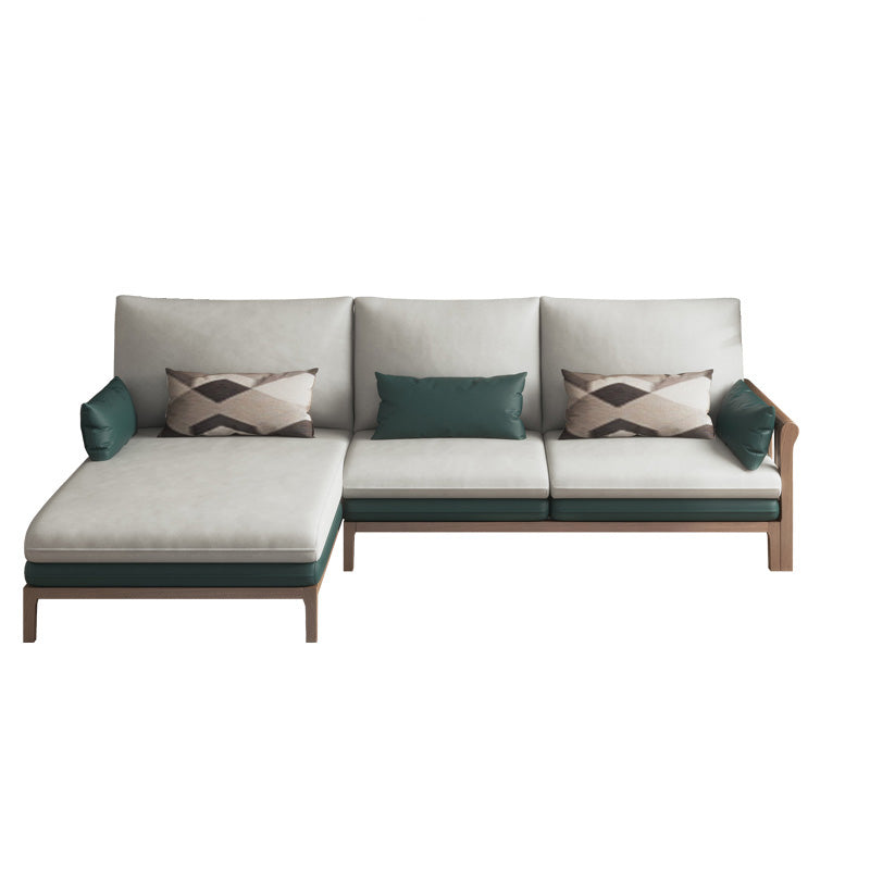 Sofá y chaise del cojín de brazo cuadrado de lino estacionado contemporáneo