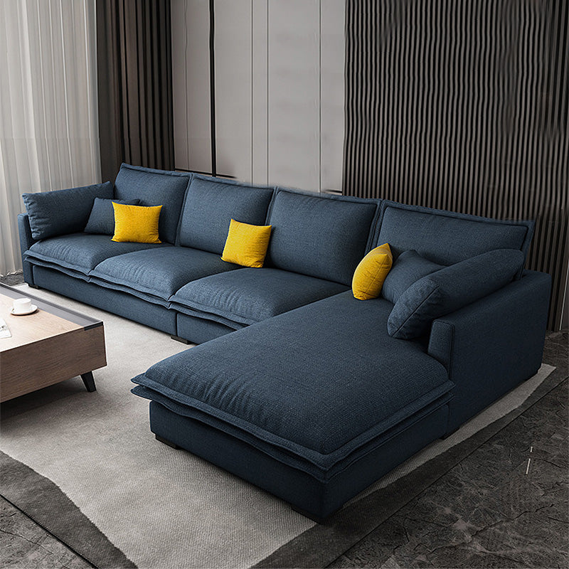 127.95" L Contemporary Sectional Blue Square Arm Sectional for Living Room