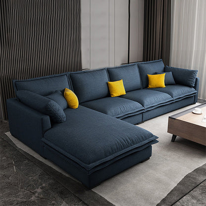 127.95" L Contemporary Sectional Blue Square Arm Sectional for Living Room