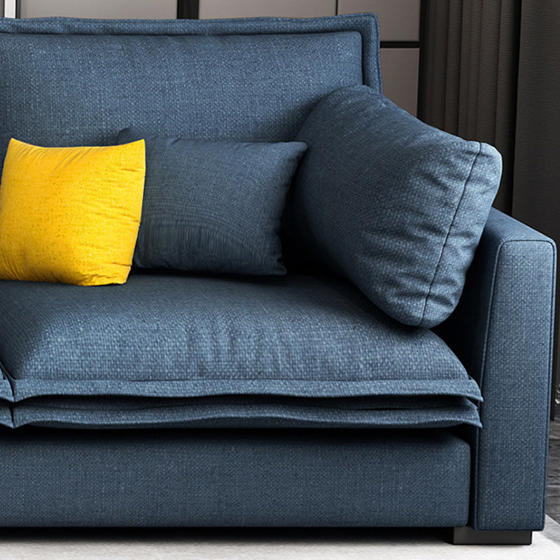 127.95" L Contemporary Sectional Blue Square Arm Sectional for Living Room