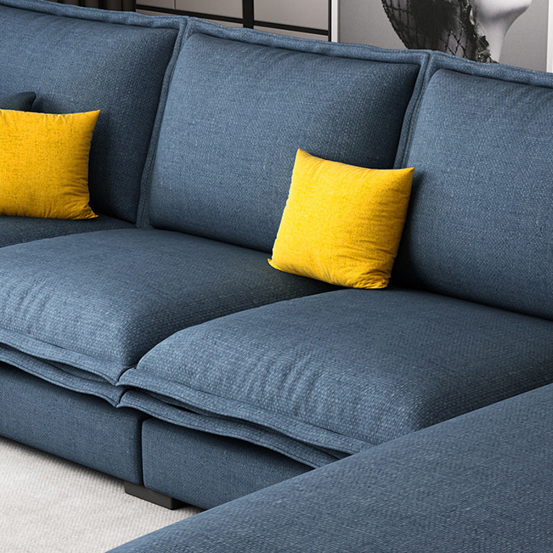 127.95" L Contemporary Sectional Blue Square Arm Sectional for Living Room