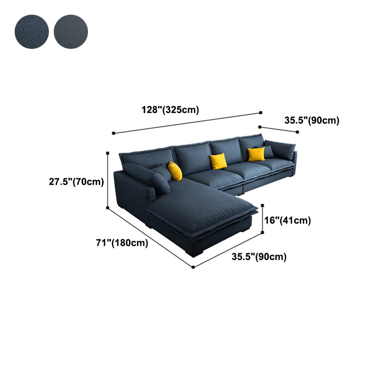 127.95" L Contemporary Sectional Blue Square Arm Sectional for Living Room