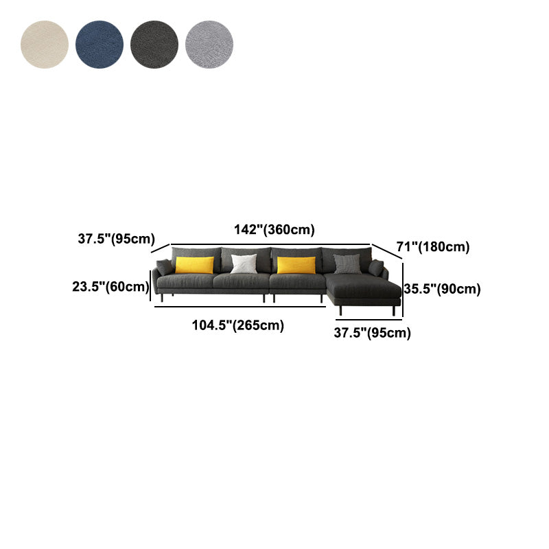 Divano e chaise in tessuto in stile moderno 141,73 "W quadrato sezionale