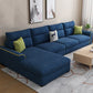 Modern 3-seater Fabric/Faux Leather Sectional Flared Arm Sofa & Chaise Dark Blue Clearhalo 'furn' 'furn_sectionals' 'Furniture' 'Living Room Furniture' 'Sectionals' 5629089