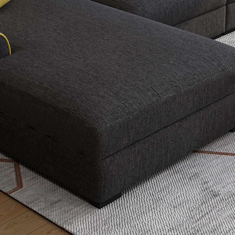 Modern 3-seater Fabric/Faux Leather Sectional Flared Arm Sofa & Chaise Clearhalo 'furn' 'furn_sectionals' 'Furniture' 'Living Room Furniture' 'Sectionals' 5629096