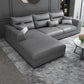 Faux Leather Sectional Stain-Resistant Square Arm Sectional with Pillowed Back Cushions