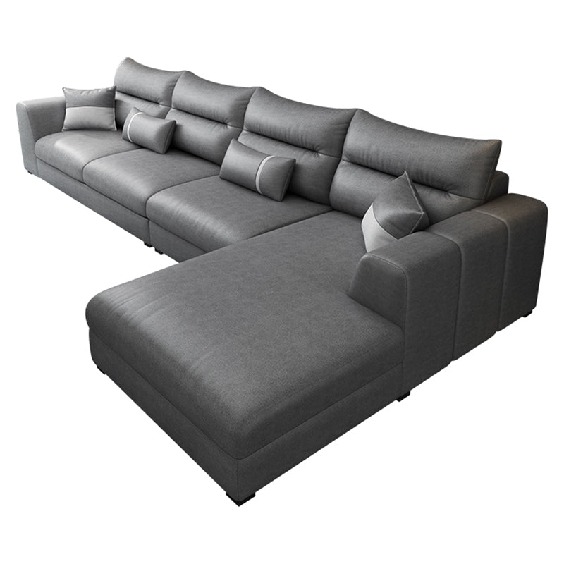 Faux Leather Sectional Stain-Resistant Square Arm Sectional with Pillowed Back Cushions