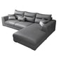 Faux Leather Sectional Stain-Resistant Square Arm Sectional with Pillowed Back Cushions