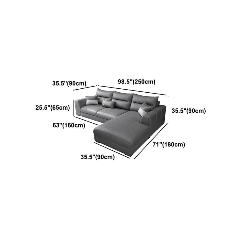 Faux Leather Sectional Stain-Resistant Square Arm Sectional with Pillowed Back Cushions