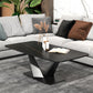 Glam 17.7" H Rectangle Slate Coffee Table Metal Abstract Cocktail Table Black Clearhalo 'Coffee & Accent Tables' 'Coffee Tables' 'coffee_tables' 'furn' 'furn_coffee_tables' 'Furniture' 'Living Room Furniture' 5629171