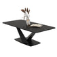 Glam 17.7" H Rectangle Slate Coffee Table Metal Abstract Cocktail Table Black Clearhalo 'Coffee & Accent Tables' 'Coffee Tables' 'coffee_tables' 'furn' 'furn_coffee_tables' 'Furniture' 'Living Room Furniture' 5629172