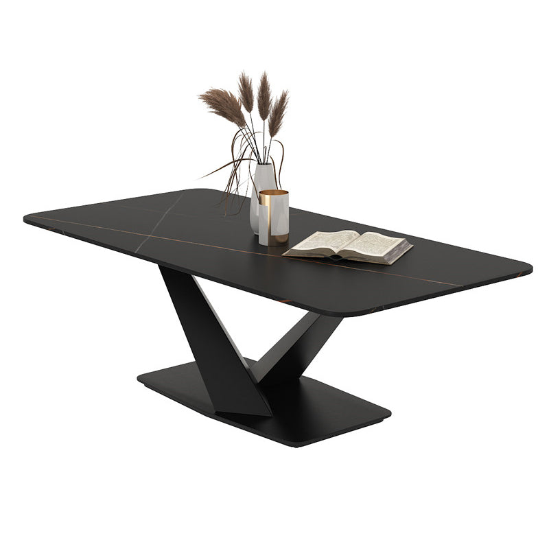 Glam 17.7" H Rectangle Slate Coffee Table Metal Abstract Cocktail Table Black Clearhalo 'Coffee & Accent Tables' 'Coffee Tables' 'coffee_tables' 'furn' 'furn_coffee_tables' 'Furniture' 'Living Room Furniture' 5629172