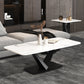 Glam 17.7" H Rectangle Slate Coffee Table Metal Abstract Cocktail Table 55"L x 31.5"W x 18"H Floralwhite Clearhalo 'Coffee & Accent Tables' 'Coffee Tables' 'coffee_tables' 'furn' 'furn_coffee_tables' 'Furniture' 'Living Room Furniture' 5629174