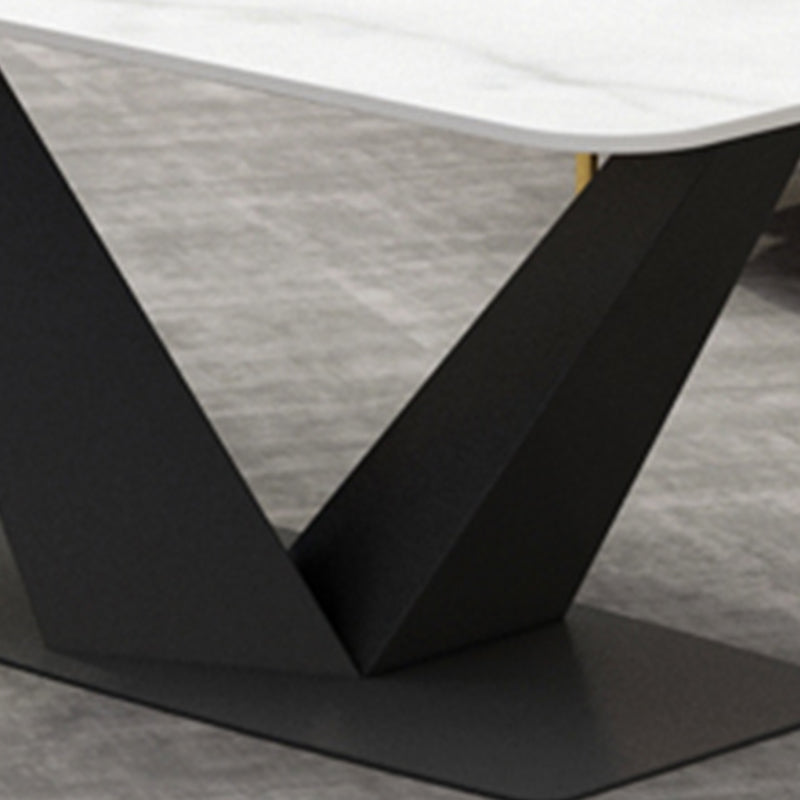 Glam 17.7" H Rectangle Slate Coffee Table Metal Abstract Cocktail Table Clearhalo 'Coffee & Accent Tables' 'Coffee Tables' 'coffee_tables' 'furn' 'furn_coffee_tables' 'Furniture' 'Living Room Furniture' 5629177