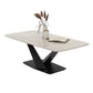 Glam 17.7" H Rectangle Slate Coffee Table Metal Abstract Cocktail Table Gray Clearhalo 'Coffee & Accent Tables' 'Coffee Tables' 'coffee_tables' 'furn' 'furn_coffee_tables' 'Furniture' 'Living Room Furniture' 5629178