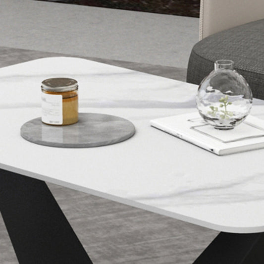 Glam 17.7" H Rectangle Slate Coffee Table Metal Abstract Cocktail Table