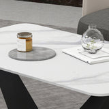 Glam 17.7" H Rectangle Slate Coffee Table Metal Abstract Cocktail Table