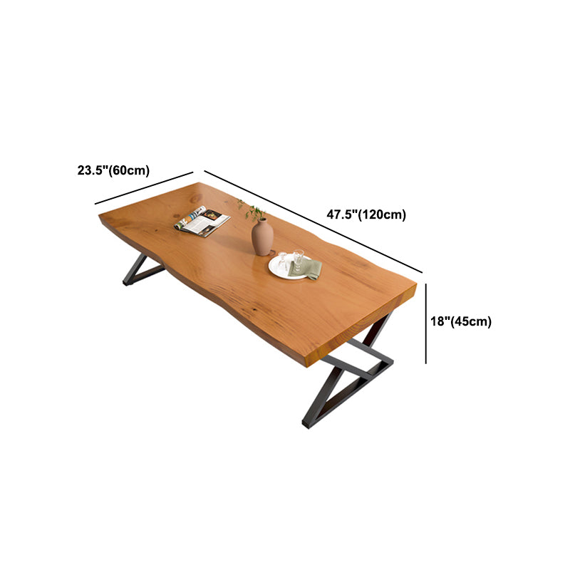 Tavolino da caffè scandinavo rettangolare in legno massello Tavolo da cocktail a slitta in metallo