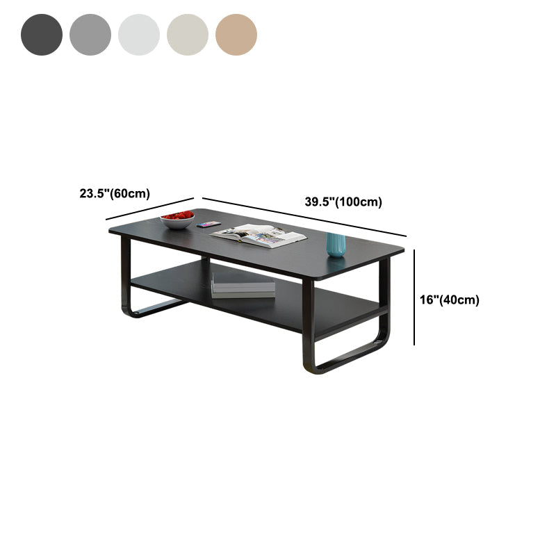 Modern Style Rectangular Wooden Table Sledge-shaped Base Coffee Table