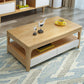 Scandinavian Rectangle Wood Coffee Table 17.7"H 4 Legs Cocktail Table with 4 Drawers
