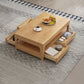 Scandinavian Rectangle Wood Coffee Table 17.7"H 4 Legs Cocktail Table with 4 Drawers