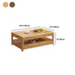 Scandinavian Rectangle Wood Coffee Table 17.7"H 4 Legs Cocktail Table with 4 Drawers