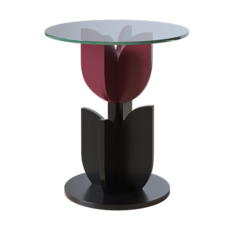 Round/free Shape Square Block Base Glass/solid Wood Table Modern Style Coffee Table