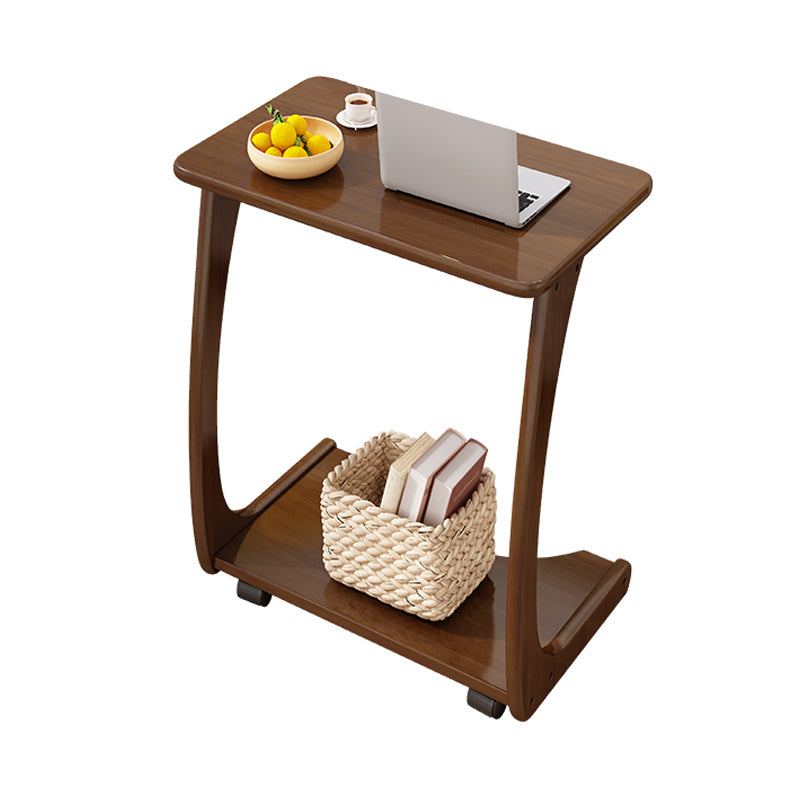 Nordic Style Rectangular Solid Wood Table with Wheel Base Coffee Table