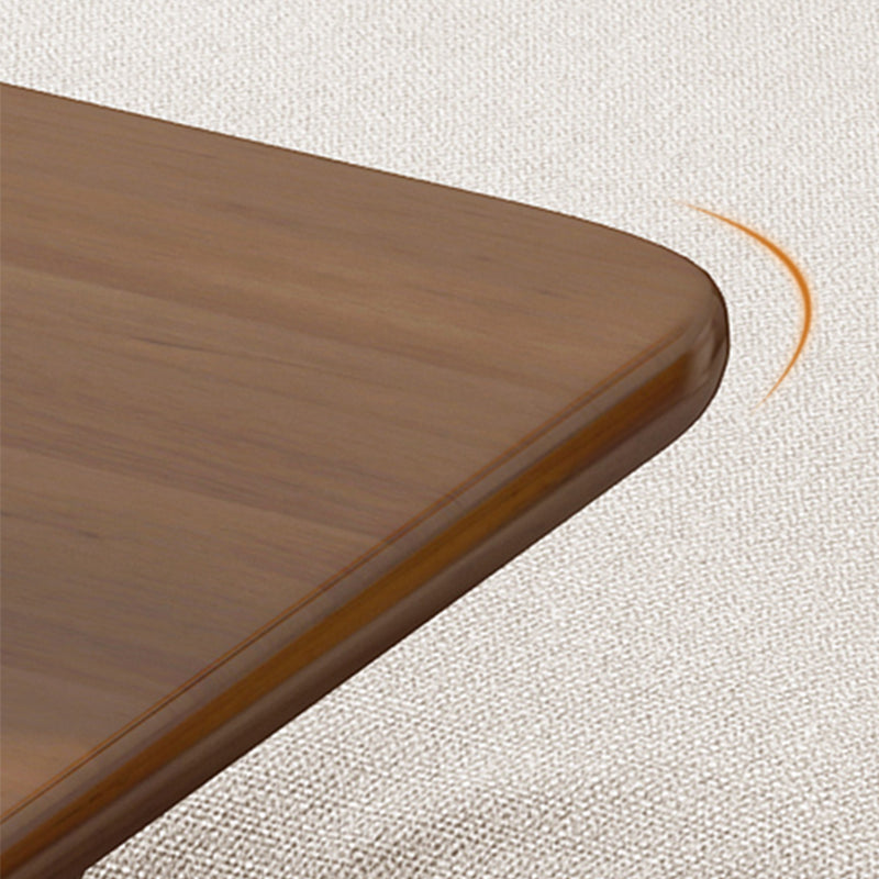 Nordic Style Rectangular Solid Wood Table with Wheel Base Coffee Table