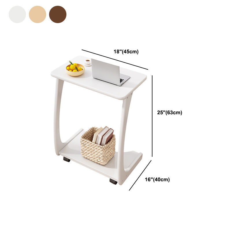 Nordic Style Rectangular Solid Wood Table with Wheel Base Coffee Table