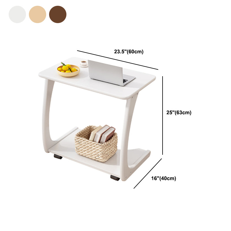 Nordic Style Rectangular Solid Wood Table with Wheel Base Coffee Table