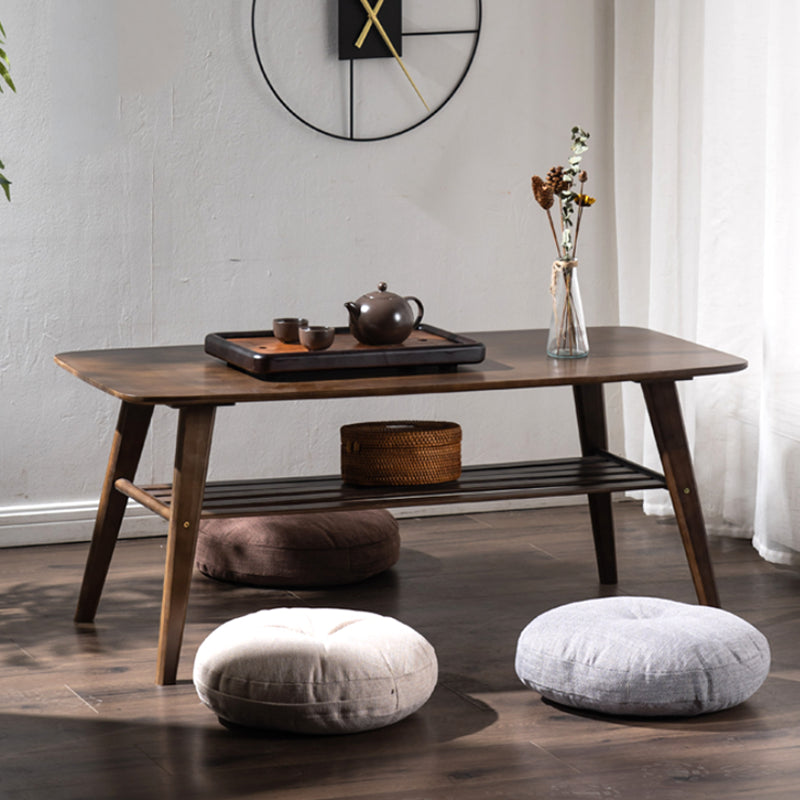 Scandinavian Rectangle Wood Coffee Table 4 Legs Cocktail Table with Shelf 39.5"L x 20"W x 20"H Brown Clearhalo 'Coffee & Accent Tables' 'Coffee Tables' 'coffee_tables' 'furn' 'furn_coffee_tables' 'Furniture' 'Living Room Furniture' 5629462