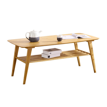 Scandinavian Rectangle Wood Coffee Table 4 Legs Cocktail Table with Shelf 39.5"L x 20"W x 20"H Natural Clearhalo 'Coffee & Accent Tables' 'Coffee Tables' 'coffee_tables' 'furn' 'furn_coffee_tables' 'Furniture' 'Living Room Furniture' 5629467