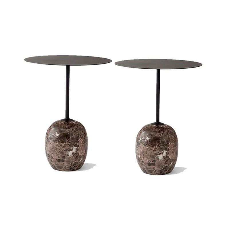 Round Metal Table Marble Pedestal Base Medieval Modern Style Side Table Brown 2 Clearhalo 'Coffee & Accent Tables' 'End & Side Tables' 'end_side_tables' 'furn' 'furn_end_side_tables' 'Furniture' 'Living Room Furniture' 5630006