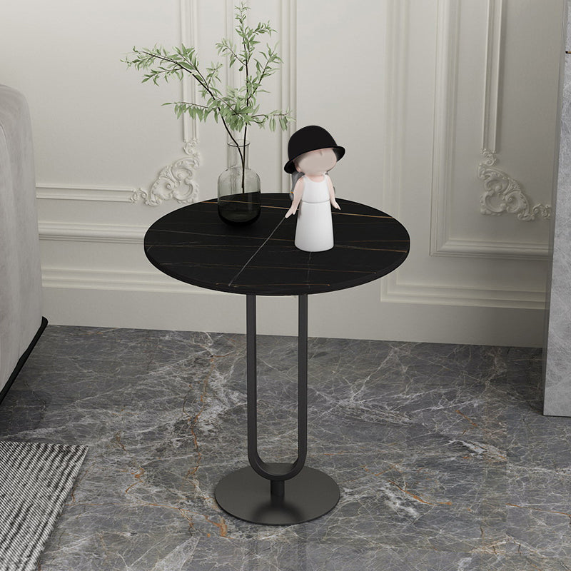 21.6" Tall Modern Round Slate Top Side Table Iron Pedestal End Table Black 1 Clearhalo 'Coffee & Accent Tables' 'End & Side Tables' 'end_side_tables' 'furn' 'furn_end_side_tables' 'Furniture' 'Living Room Furniture' 5630262