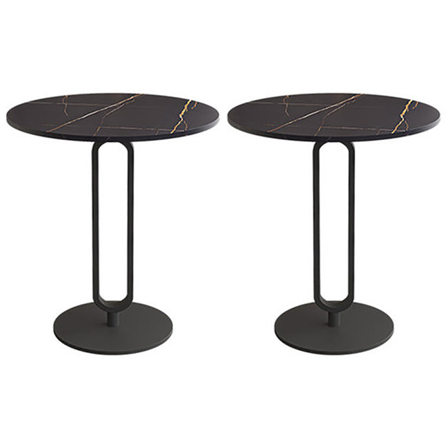 21.6" Tall Modern Round Slate Top Side Table Iron Pedestal End Table Black 2 Clearhalo 'Coffee & Accent Tables' 'End & Side Tables' 'end_side_tables' 'furn' 'furn_end_side_tables' 'Furniture' 'Living Room Furniture' 5630270