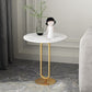 21.6" Tall Modern Round Slate Top Side Table Iron Pedestal End Table Beige Gold 1 Clearhalo 'Coffee & Accent Tables' 'End & Side Tables' 'end_side_tables' 'furn' 'furn_end_side_tables' 'Furniture' 'Living Room Furniture' 5630273