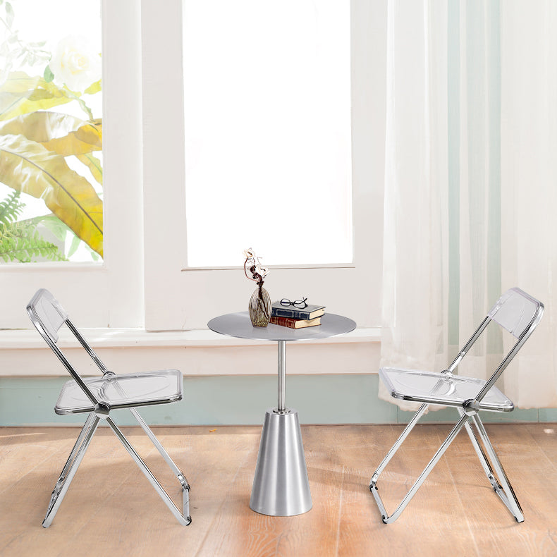 Mid-Century Metal Pedestal End Table Round Side End Table for Living Room