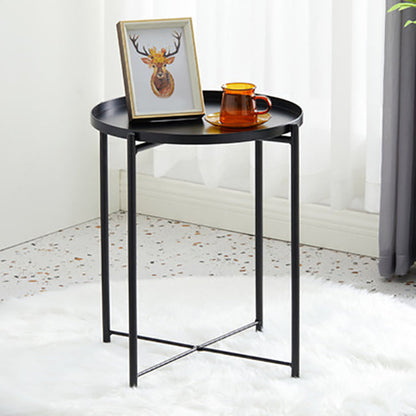 Tavolino rotondo in metallo della metà del secolo gambe trasversali diagnostruiti da 17,72 "