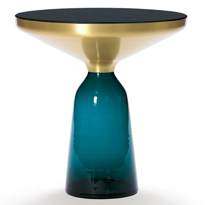 Glass Top End Table Modern Pedestal Sofa Side Table for Living Room