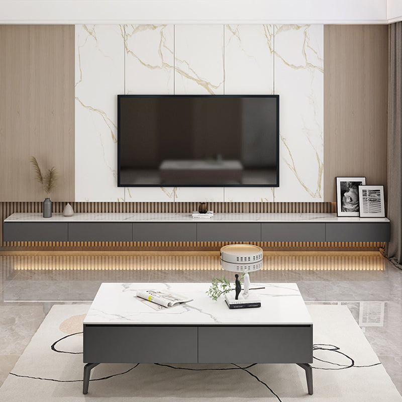 Modern Wall-mounted TV Stand Stone Enclosed Storage TV Cabinet with Drawers Clearhalo 'furn' 'furn_tv_stands_entertainment_centers' 'Furniture' 'Living Room Furniture' 'TV Stands & Entertainment Centers' 'TV Stands & Media Storage Furniture' 'tv_stands_entertainment_centers' 5630534
