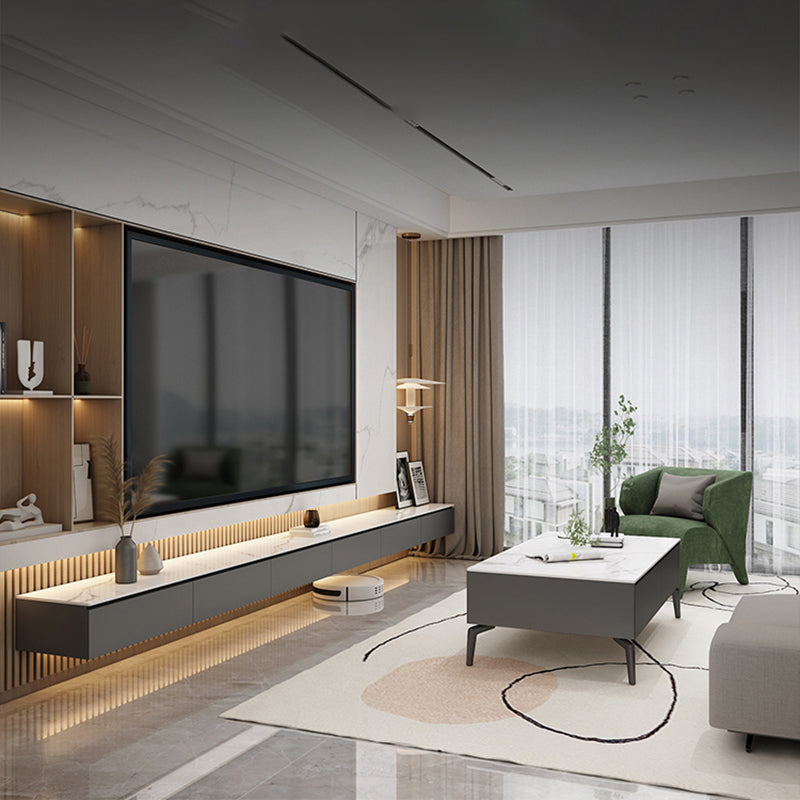 Modern Wall-mounted TV Stand Stone Enclosed Storage TV Cabinet with Drawers Clearhalo 'furn' 'furn_tv_stands_entertainment_centers' 'Furniture' 'Living Room Furniture' 'TV Stands & Entertainment Centers' 'TV Stands & Media Storage Furniture' 'tv_stands_entertainment_centers' 5630545