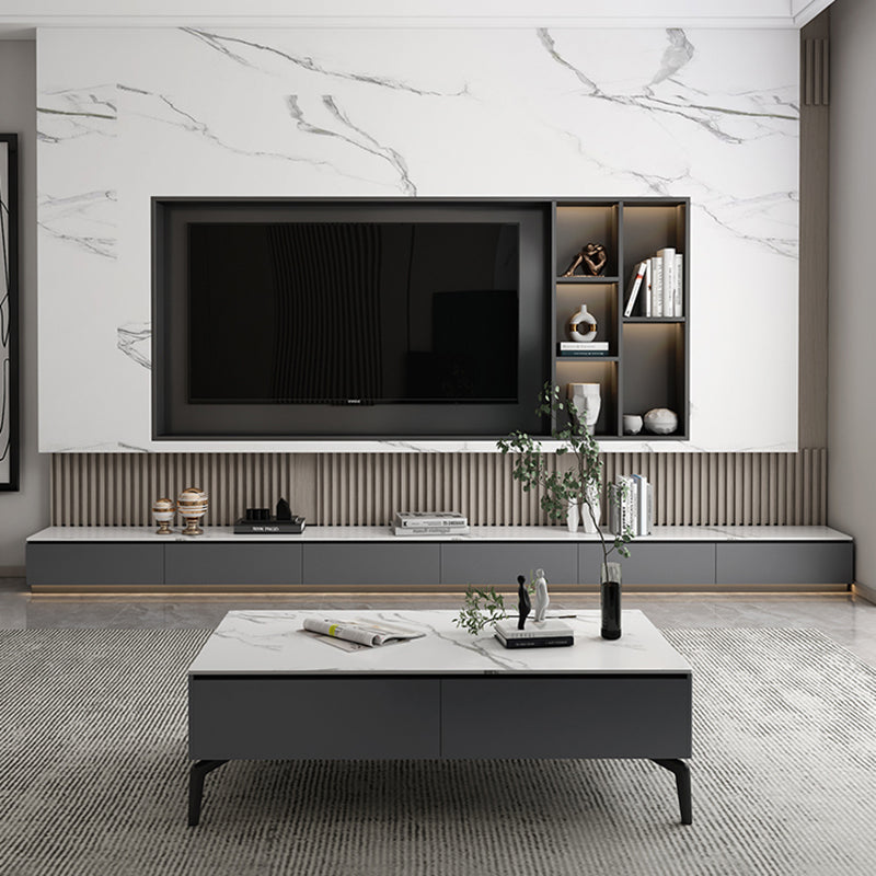 Modern Wall-mounted TV Stand Stone Enclosed Storage TV Cabinet with Drawers Clearhalo 'furn' 'furn_tv_stands_entertainment_centers' 'Furniture' 'Living Room Furniture' 'TV Stands & Entertainment Centers' 'TV Stands & Media Storage Furniture' 'tv_stands_entertainment_centers' 5630546