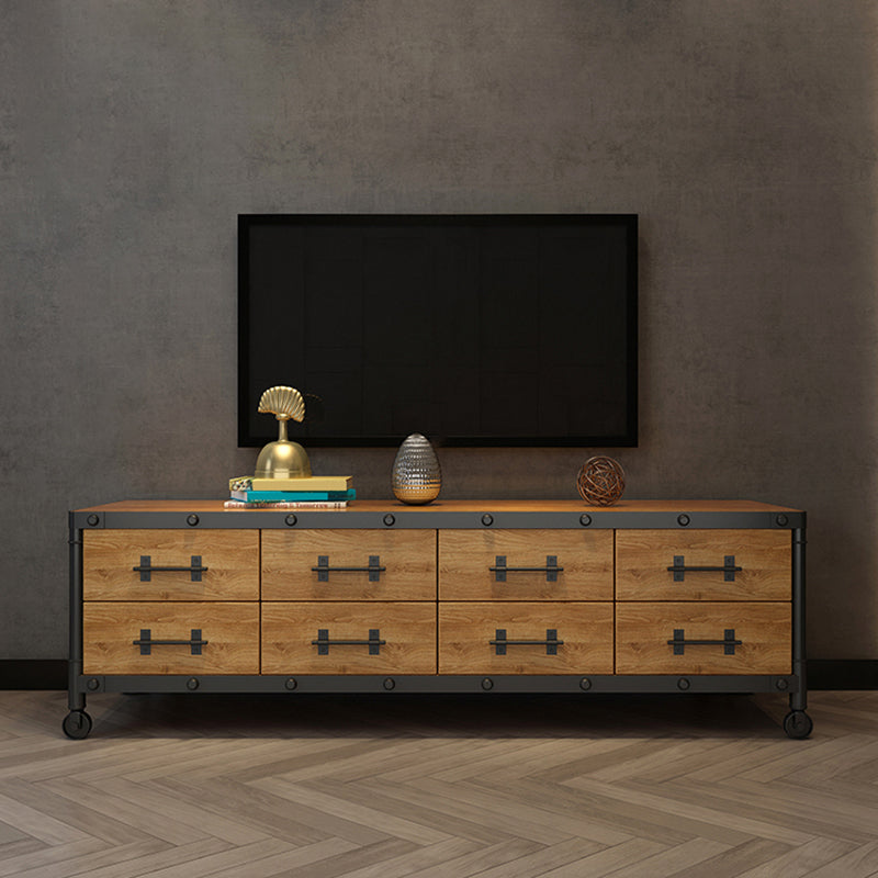 19.69"H TV Stand Industrial Style Solid Wood Brown TV Console with Drawers Clearhalo 'furn' 'furn_tv_stands_entertainment_centers' 'Furniture' 'Living Room Furniture' 'TV Stands & Entertainment Centers' 'TV Stands & Media Storage Furniture' 'tv_stands_entertainment_centers' 5630563