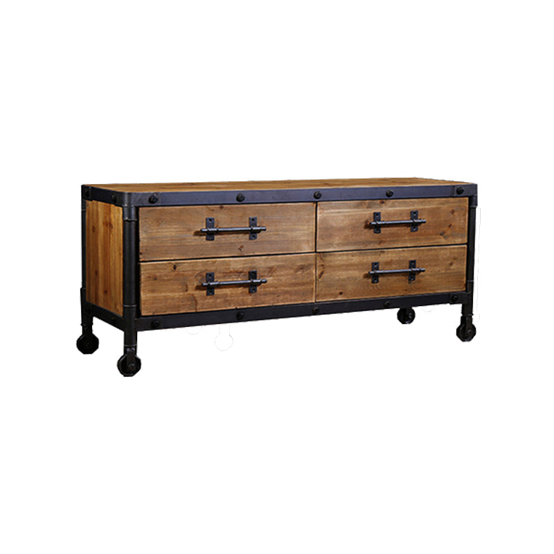 19.69"H TV Stand Industrial Style Solid Wood Brown TV Console with Drawers Clearhalo 'furn' 'furn_tv_stands_entertainment_centers' 'Furniture' 'Living Room Furniture' 'TV Stands & Entertainment Centers' 'TV Stands & Media Storage Furniture' 'tv_stands_entertainment_centers' 5630564