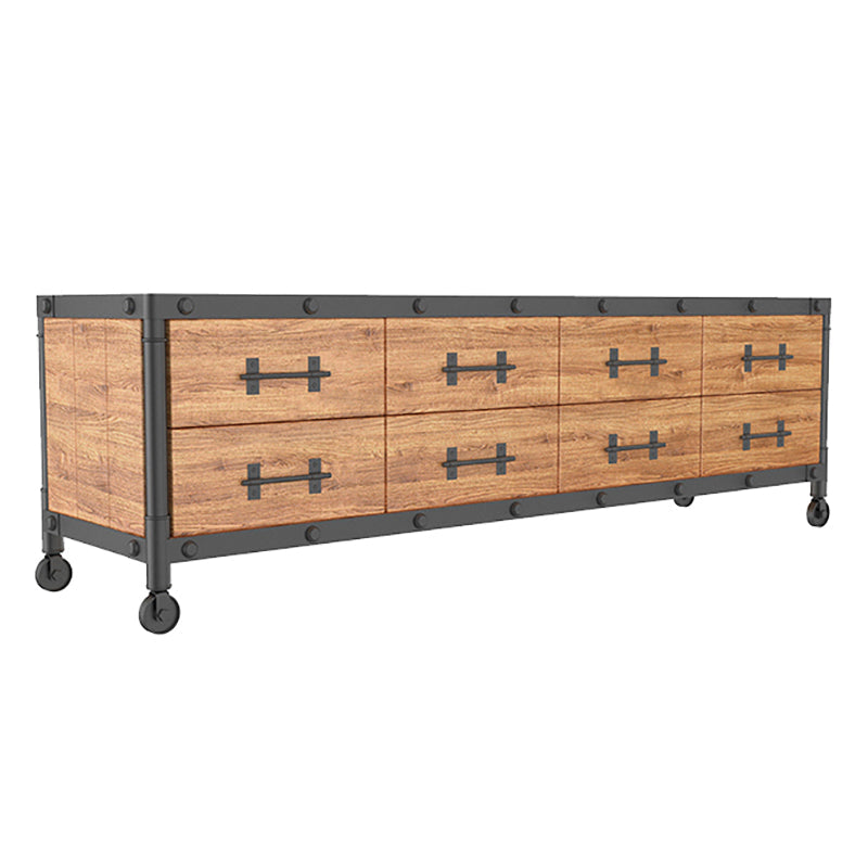19.69"H TV Stand Industrial Style Solid Wood Brown TV Console with Drawers 79"L x 16"W x 20"H Clearhalo 'furn' 'furn_tv_stands_entertainment_centers' 'Furniture' 'Living Room Furniture' 'TV Stands & Entertainment Centers' 'TV Stands & Media Storage Furniture' 'tv_stands_entertainment_centers' 5630567