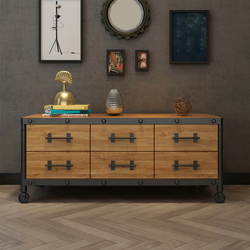 19.69"H TV Stand Industrial Style Solid Wood Brown TV Console with Drawers Clearhalo 'furn' 'furn_tv_stands_entertainment_centers' 'Furniture' 'Living Room Furniture' 'TV Stands & Entertainment Centers' 'TV Stands & Media Storage Furniture' 'tv_stands_entertainment_centers' 5630568