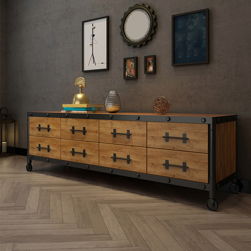 19.69"H TV Stand Industrial Style Solid Wood Brown TV Console with Drawers Clearhalo 'furn' 'furn_tv_stands_entertainment_centers' 'Furniture' 'Living Room Furniture' 'TV Stands & Entertainment Centers' 'TV Stands & Media Storage Furniture' 'tv_stands_entertainment_centers' 5630569